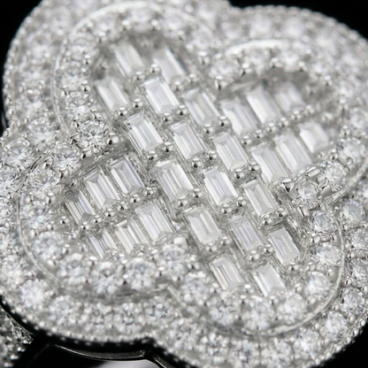 Close-up of a diamond-encrusted heart-shaped ring