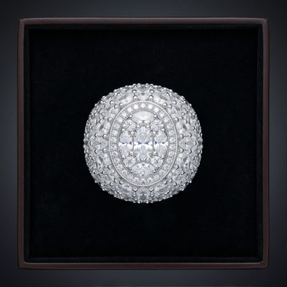 Diamond ring in a black box on a dark background